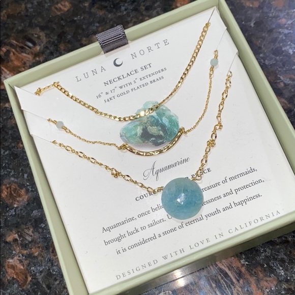 Luna 🌙 Norte Aquamarine Necklace Set - Picture 1 of 4